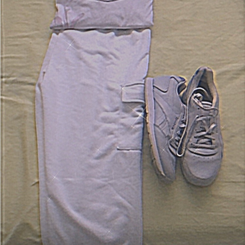 Reebok Kids Tracksuit and Sneakers Set in Gray